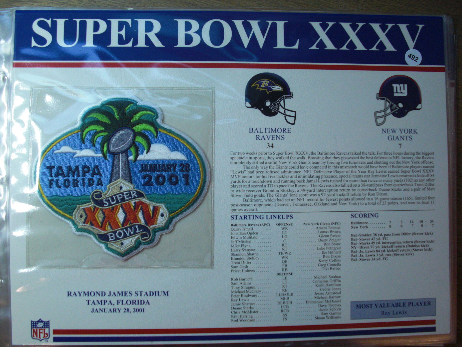 super bowl XXXV 2001 logo patch tampa (1 of 1)