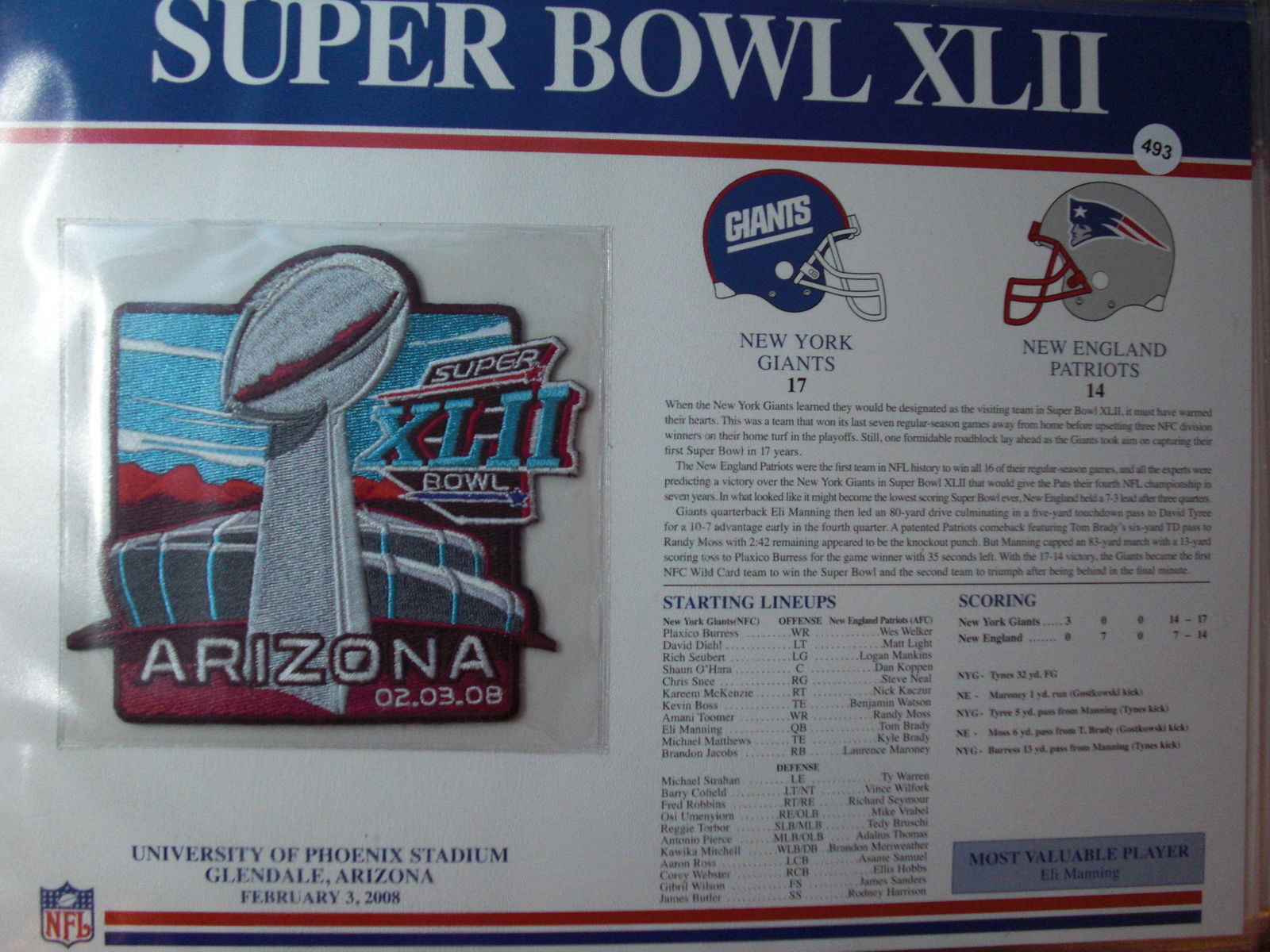 super bowl XLII 2008 patch glendale arizona (1 of 1)