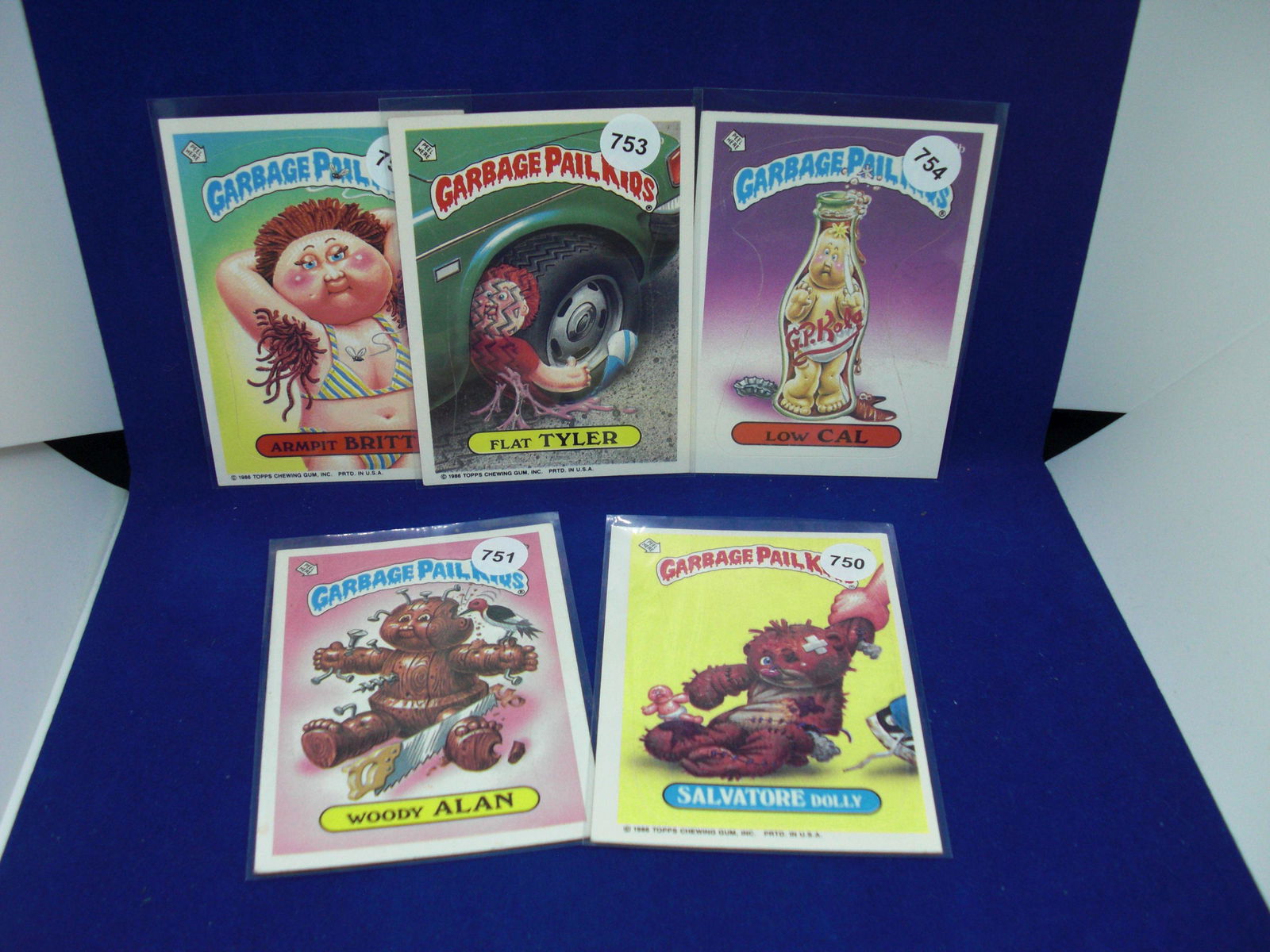 lot of 5 1986 garbage pail kids stickers: lot of 5 1986 garbage pail kids stickers