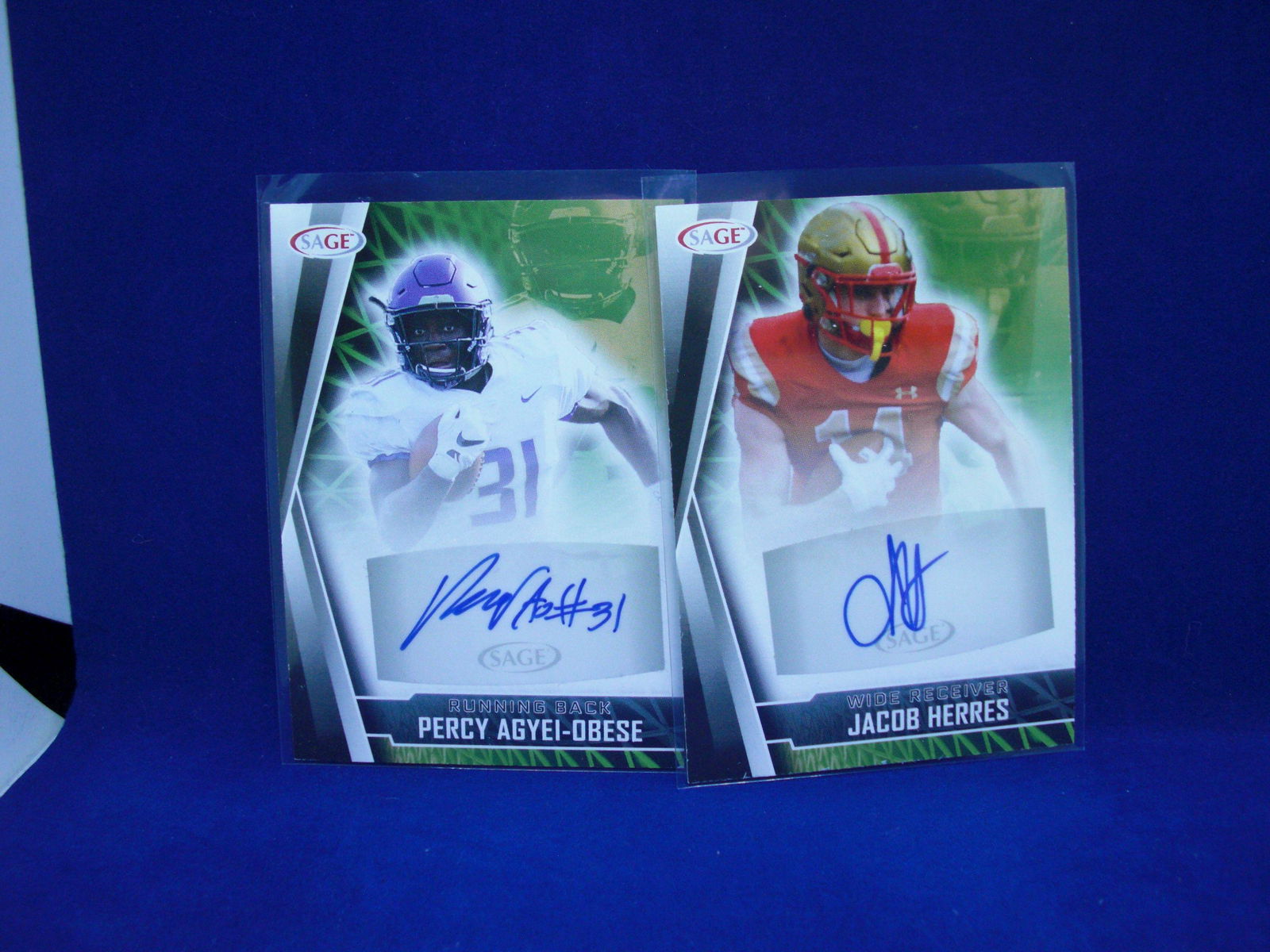 lot of 2 football autographed cards (1 of 1)