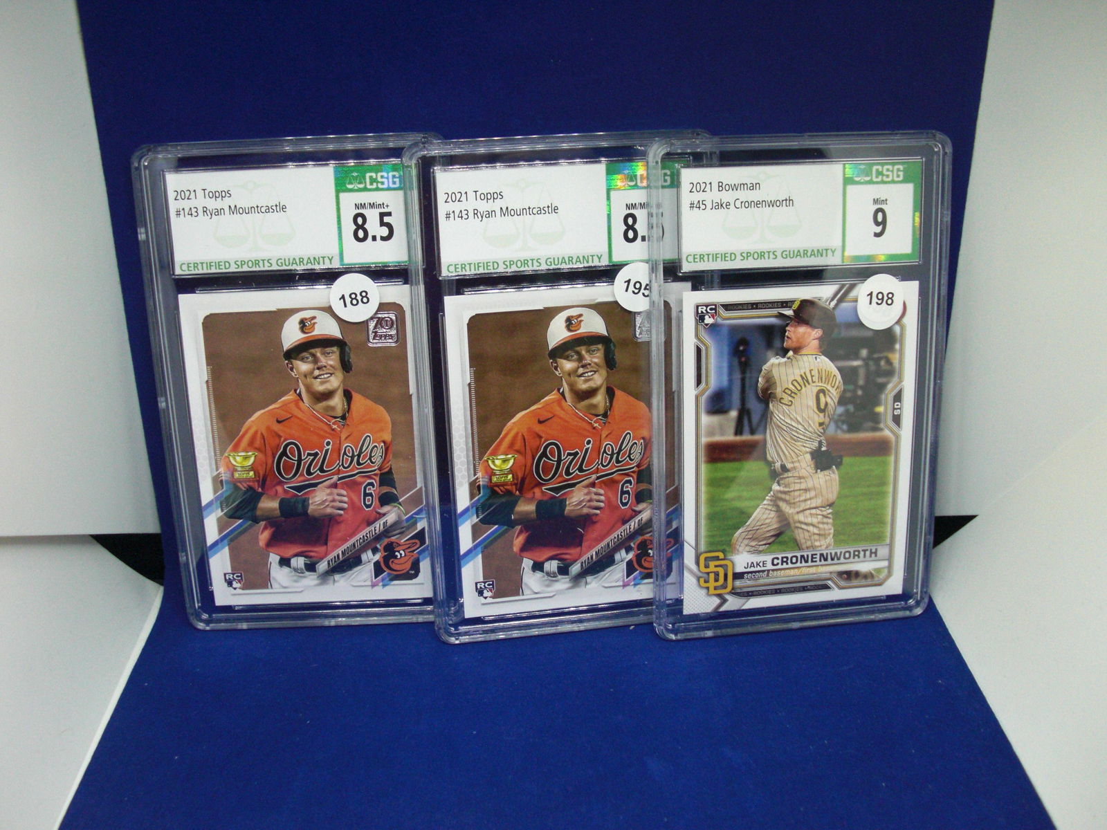 lot of 3 CSG graded rookie cards (1 of 1)