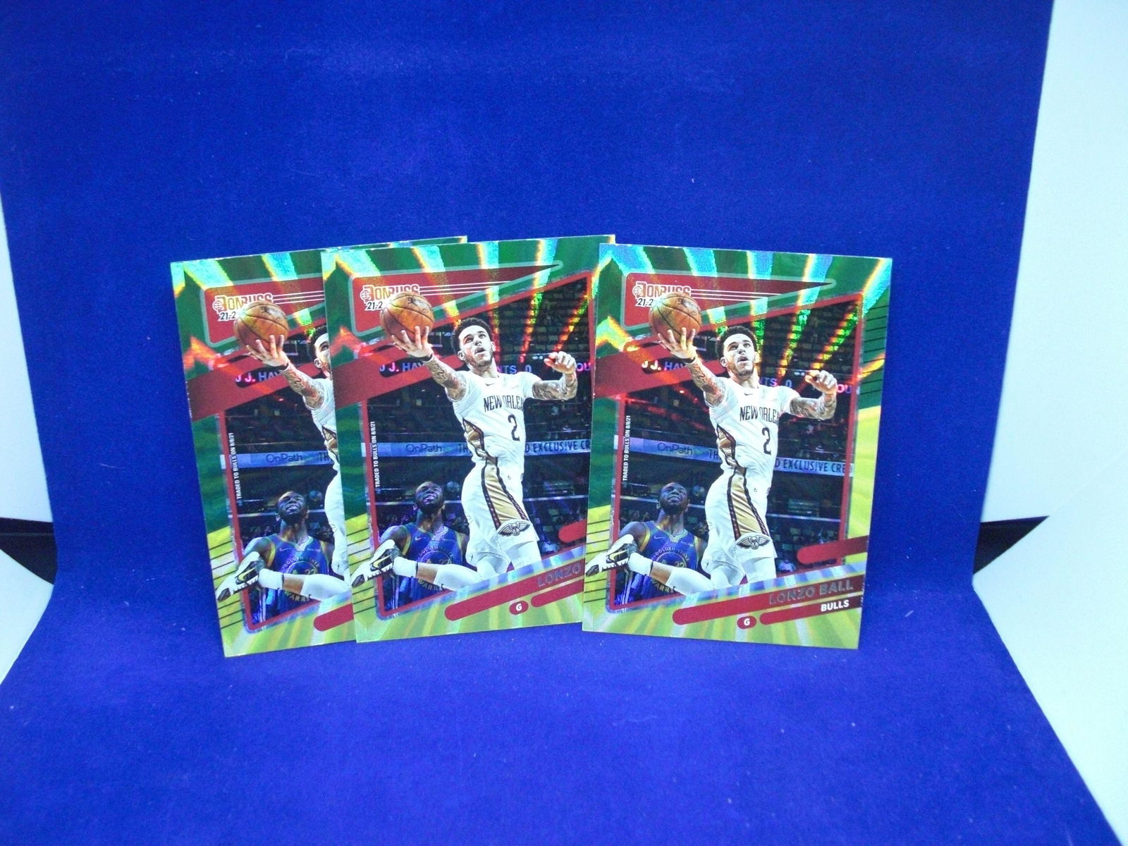lonzo ball lot of 3 green/yellow laser parallels (1 of 1)