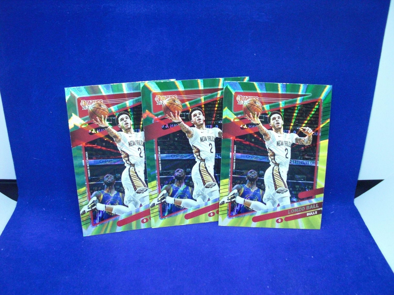 lonzo ball lot of 3 green/yellow laser parallels (1 of 1)