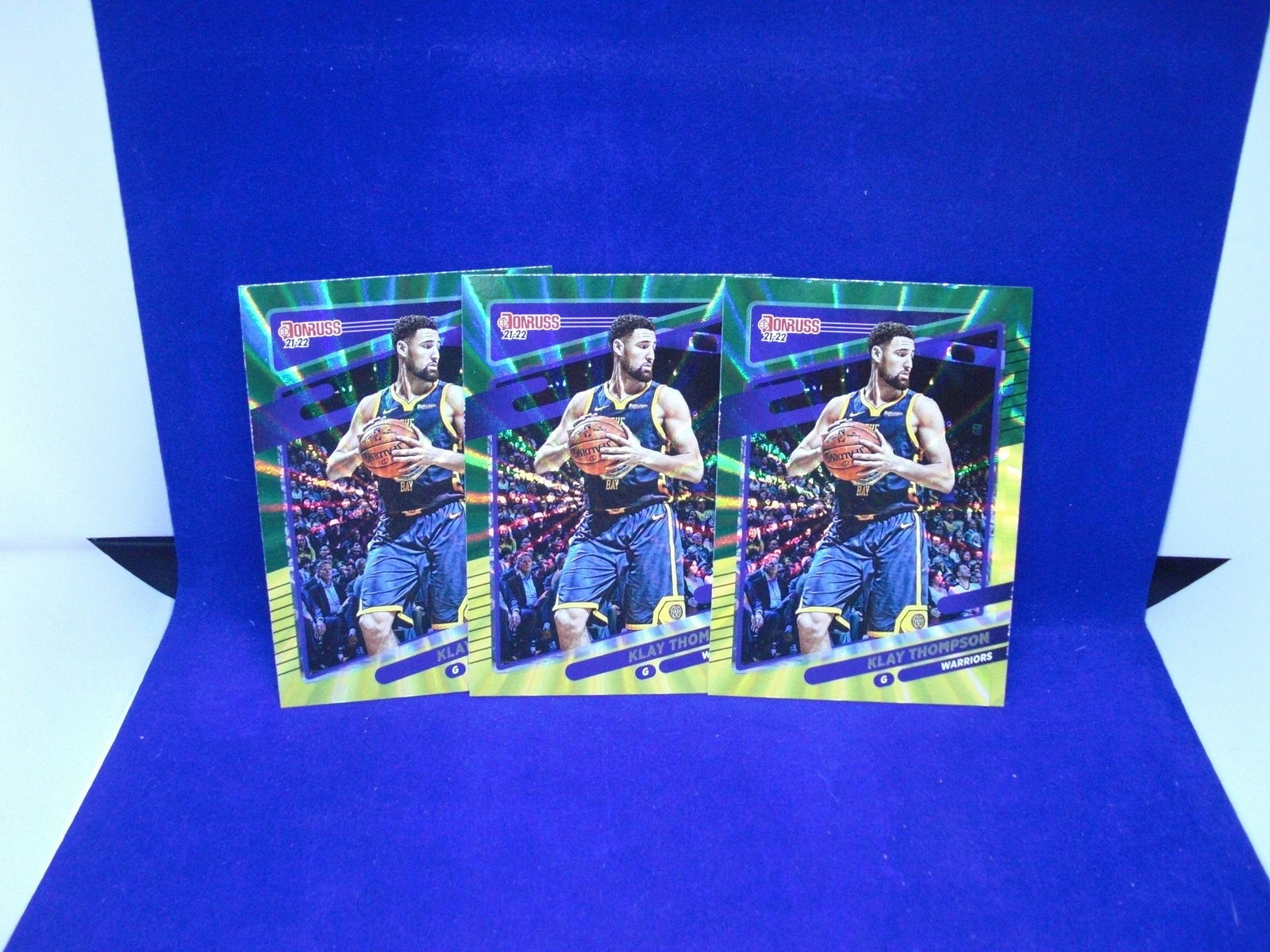 klay thompson lot of 3 green/yellow laser parallels (1 of 1)