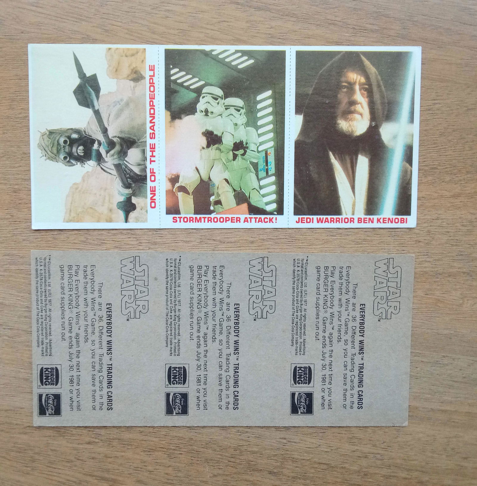 1977 BURGER KING STARS WARS CARD PANELS EX CONDITION (1 of 1)