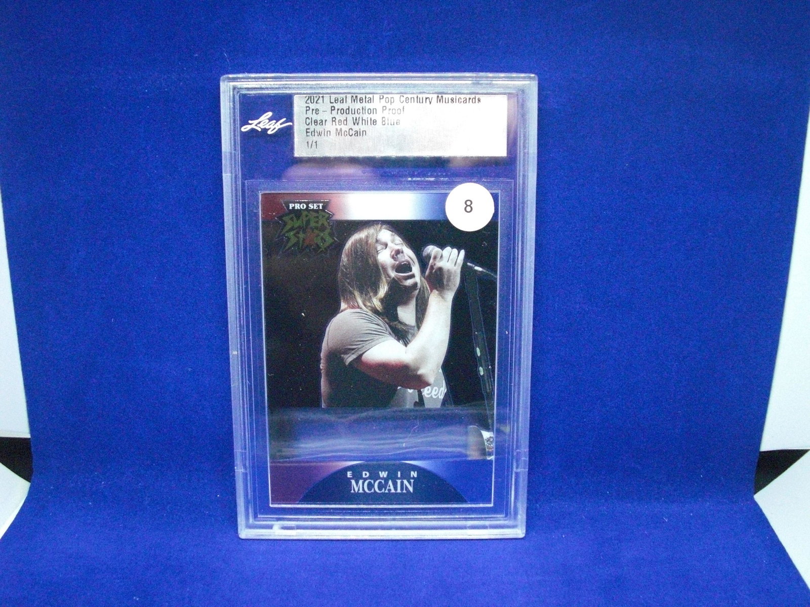 2021 POP CENTURY 1/1 PRODUCTION PROOF EDWIN MCCAIN: EDWIN MCAIN RED WHITE BLUE CLEAR 1/1