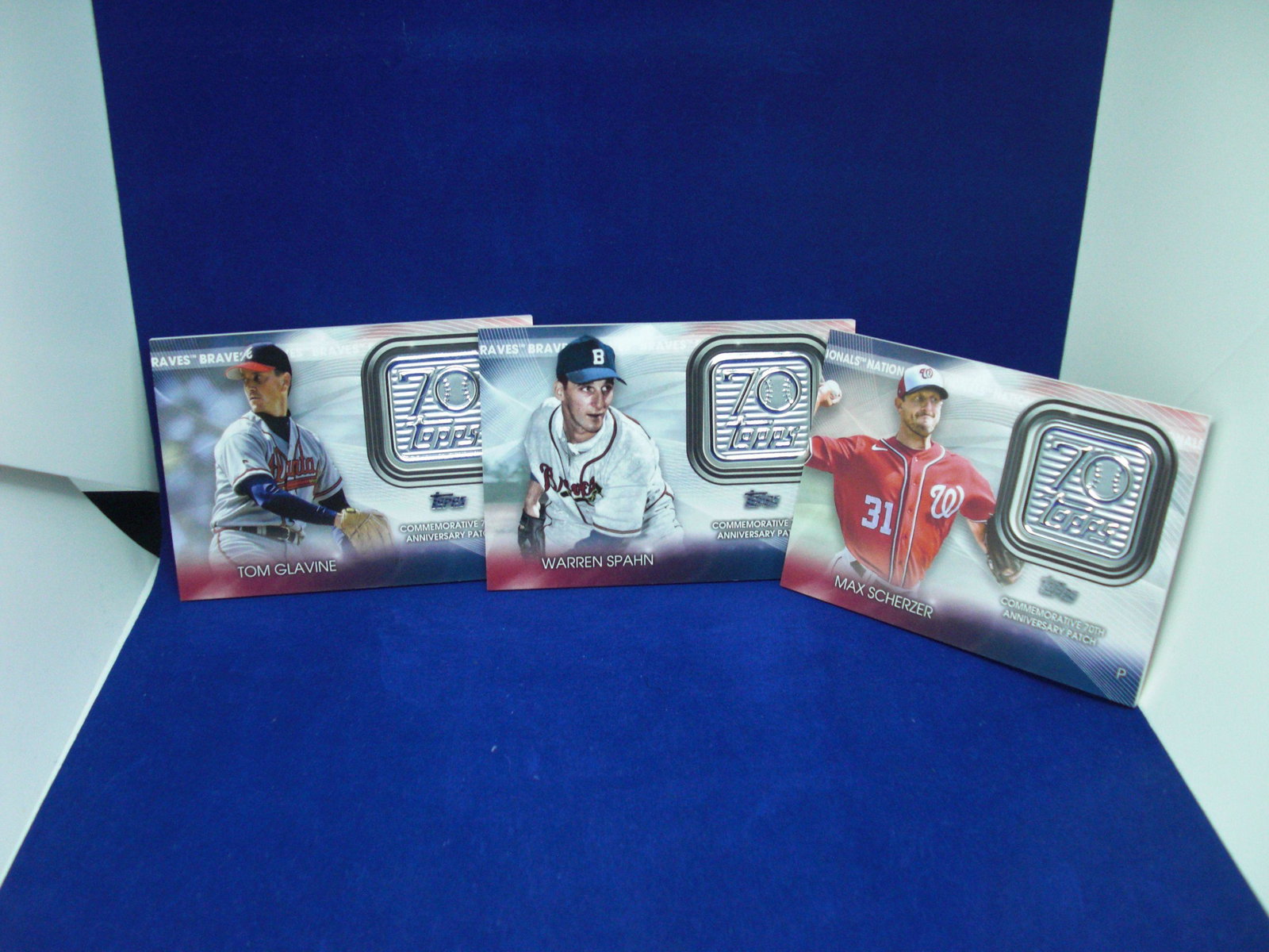 lot of 2 anniversary relics: max scherzer and tom glavine
