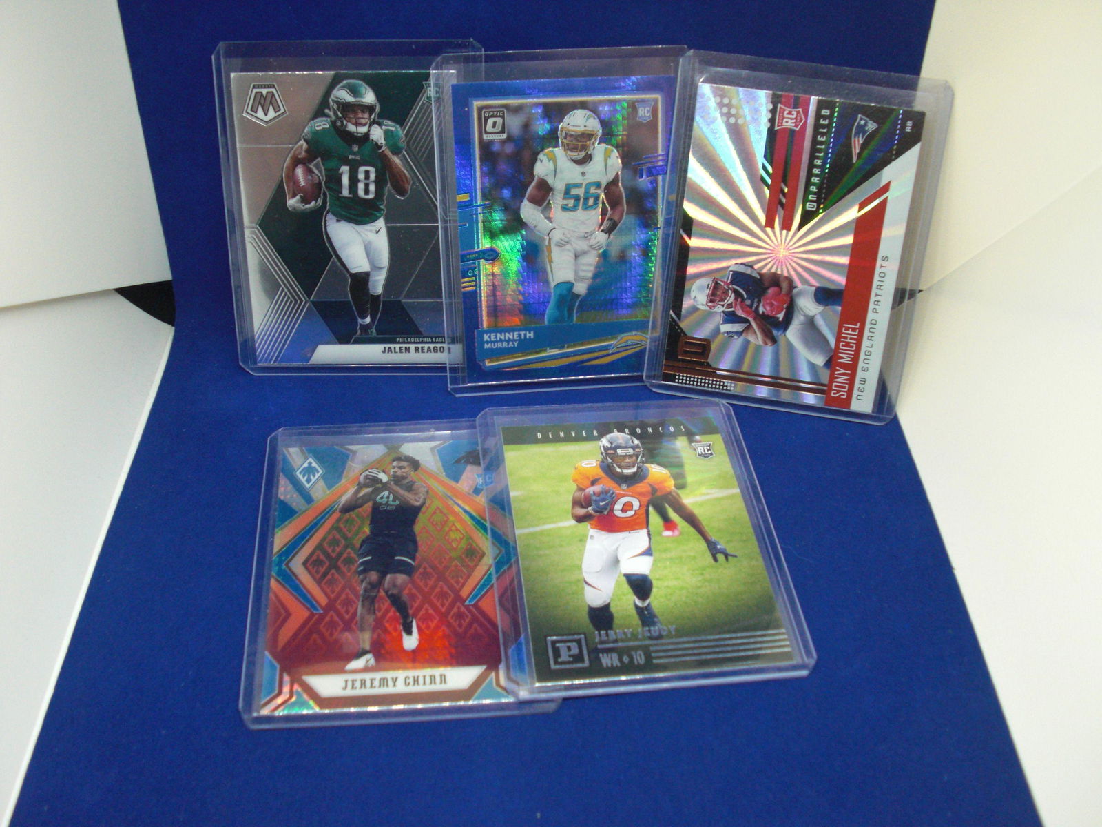 lot of 5 top loaded football cards with sony michel rc (1 of 1)