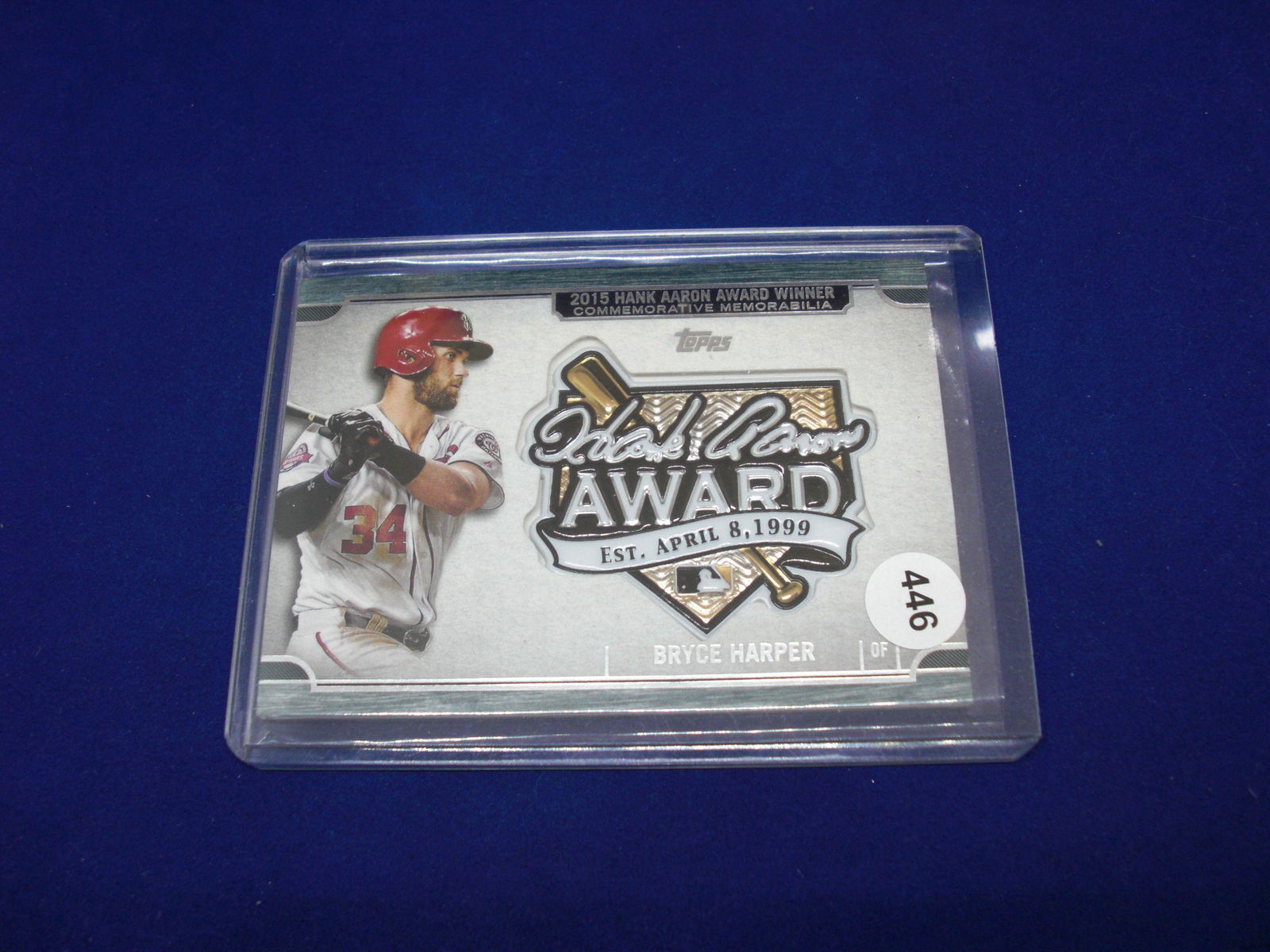 bryce harper hank aaron award winner relic card (1 of 1)