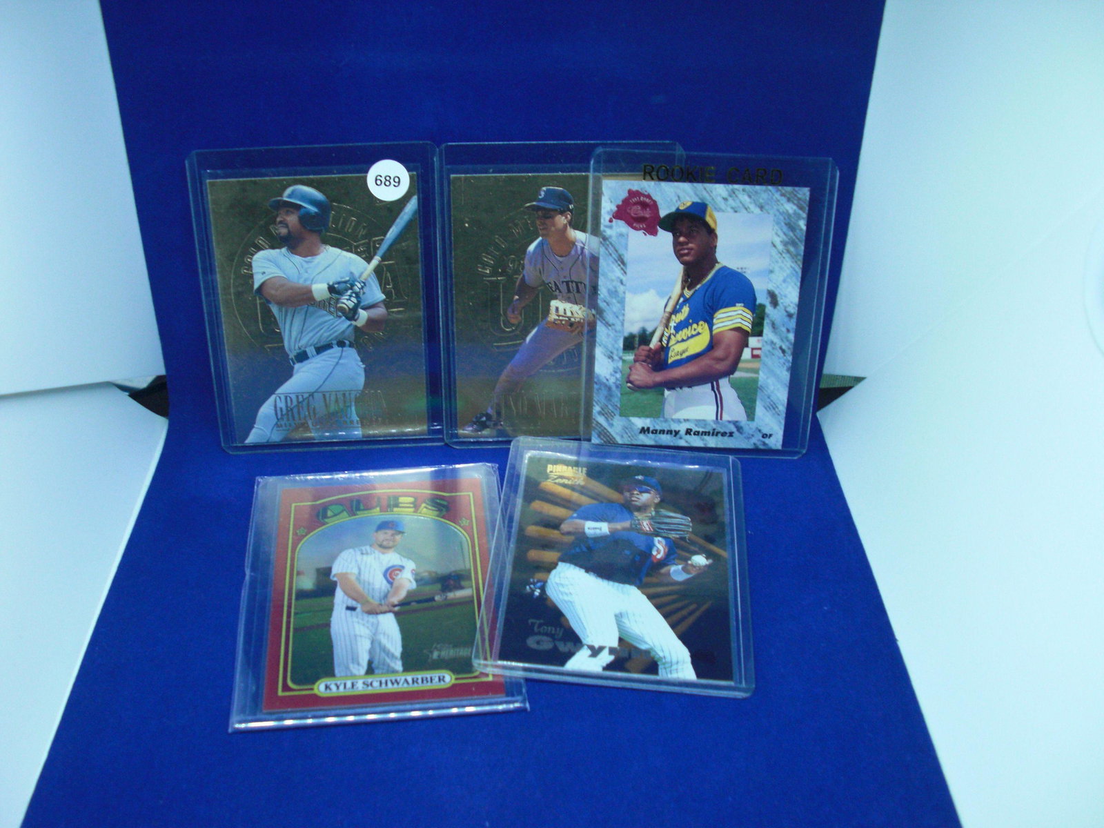 lot of 5 baseball cards with greg vaughn: lot of 5 baseball cards with greg vaughn