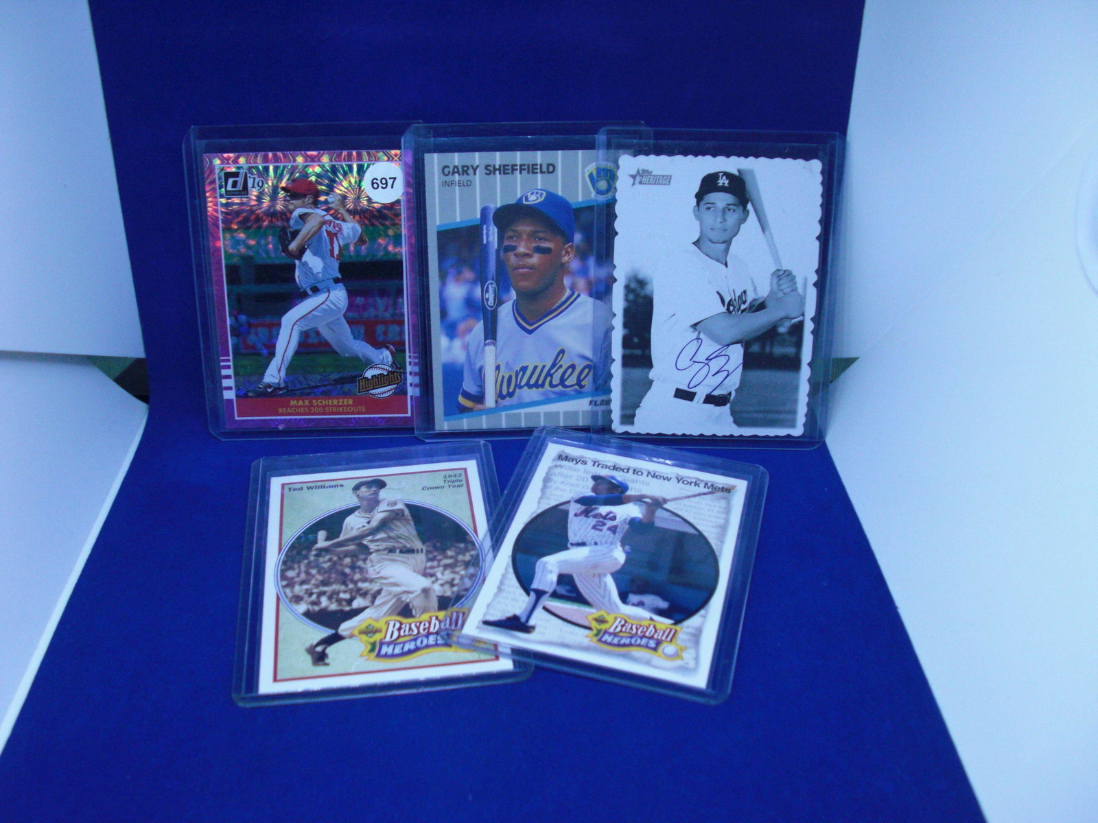 lot of 5 baseball cards with max scherzer: lot of 5 baseball cards with max scherzer