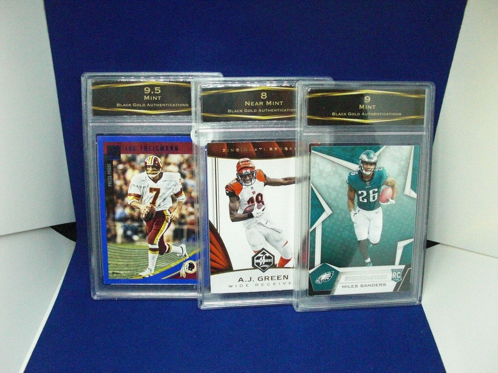 lot of 3 bga graded football cards: graded card lot