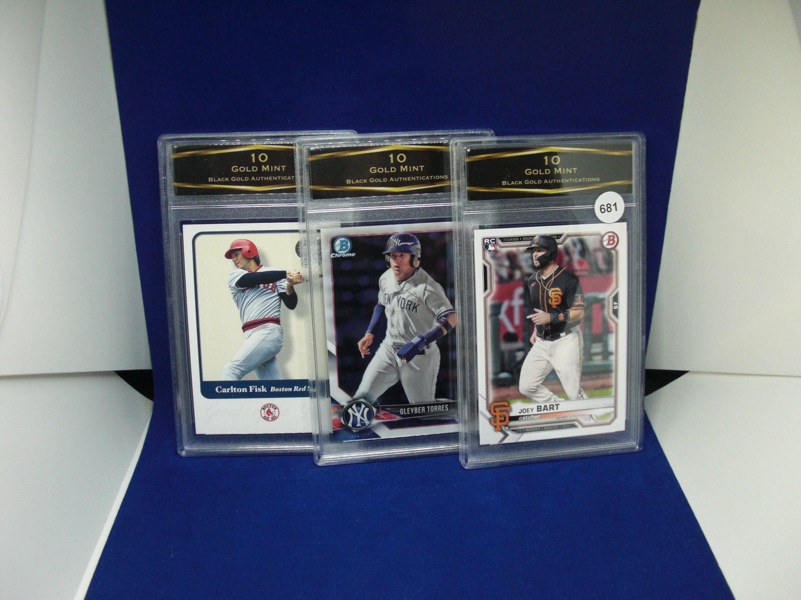 bga graded lot of 3 baseball cards: graded card lot