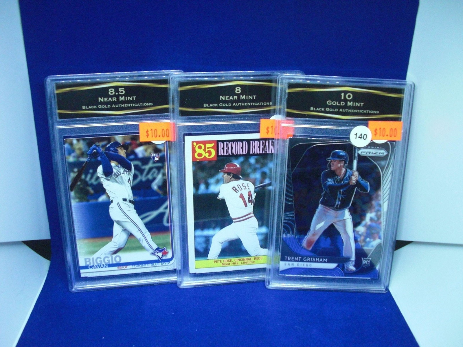 bga graded lot of 3 baseball cards: nice graded card