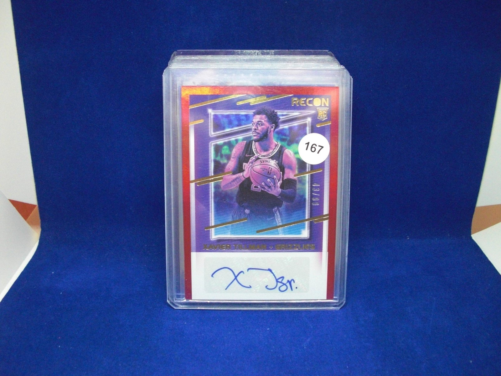 xavier tillman auto rookie red recon #43/99: in top loader