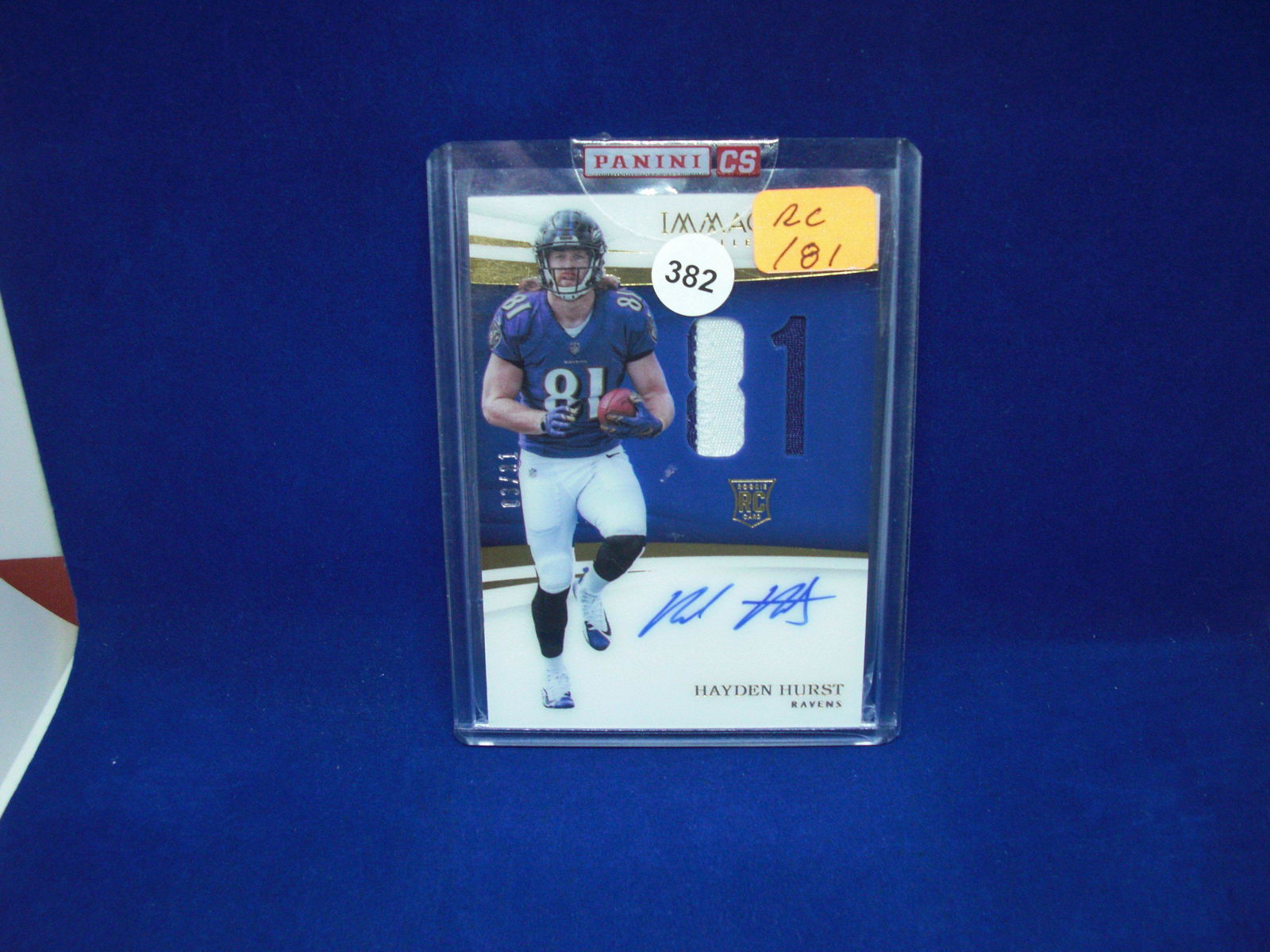 hayden hurst auto/jersey rookie immaculate #03/81 (1 of 1)