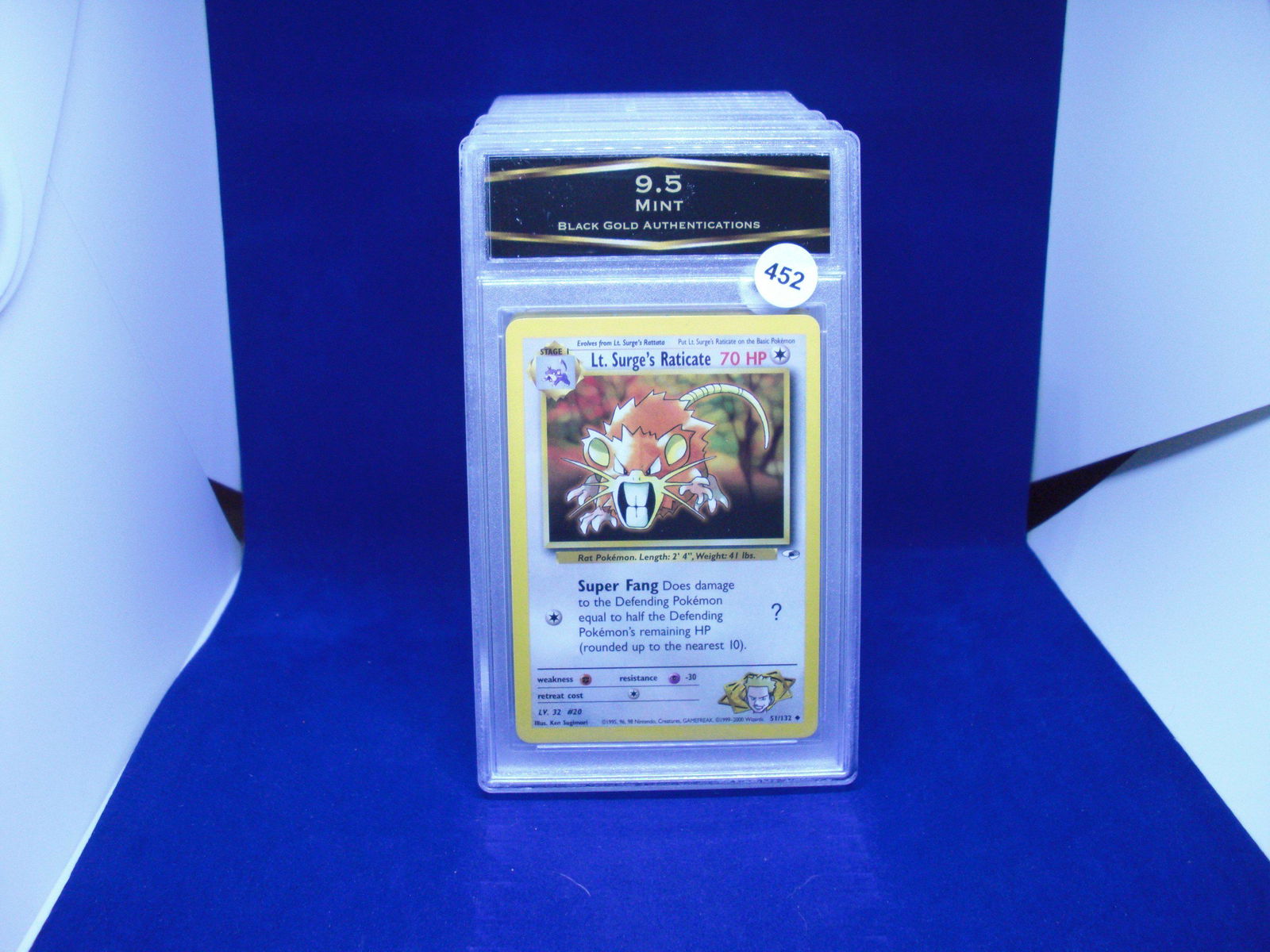 bga graded pokemon lt surges raticate mint 9.5 (1 of 1)