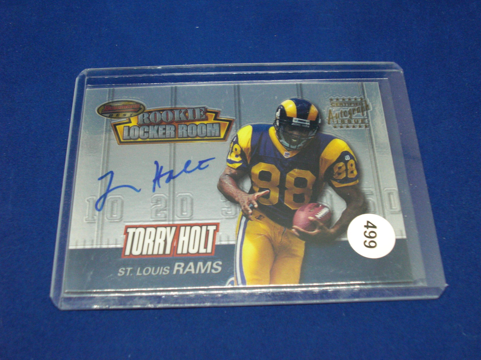 torry holt auto rookie locker room: in top loader