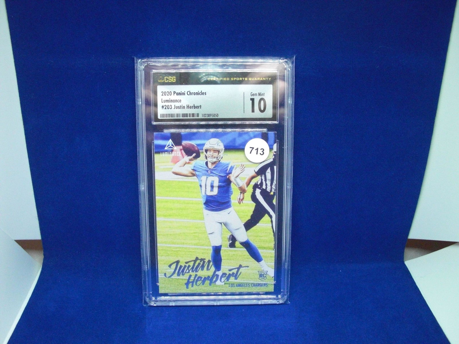 csg graded justin herbert rookie mint 10 (1 of 1)
