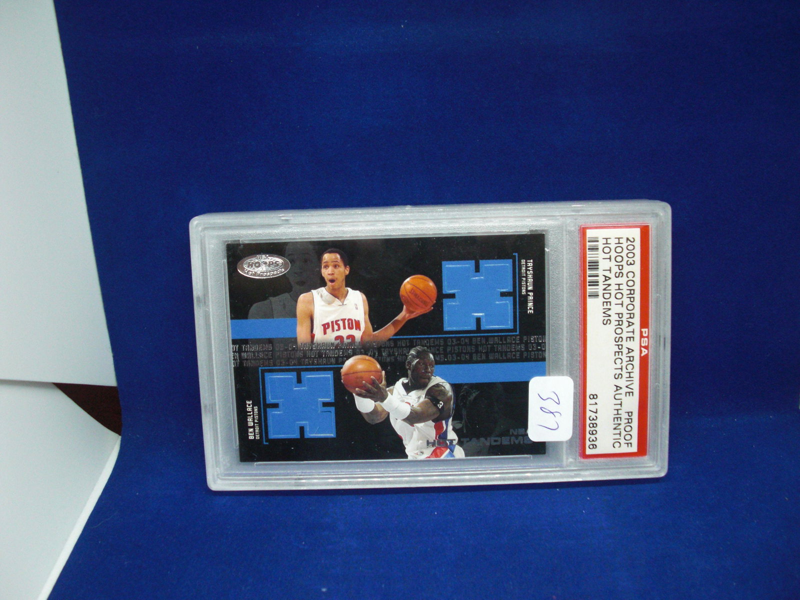psa graded proof authentic tayshaun prince ben wallace jersey: nice graded card
