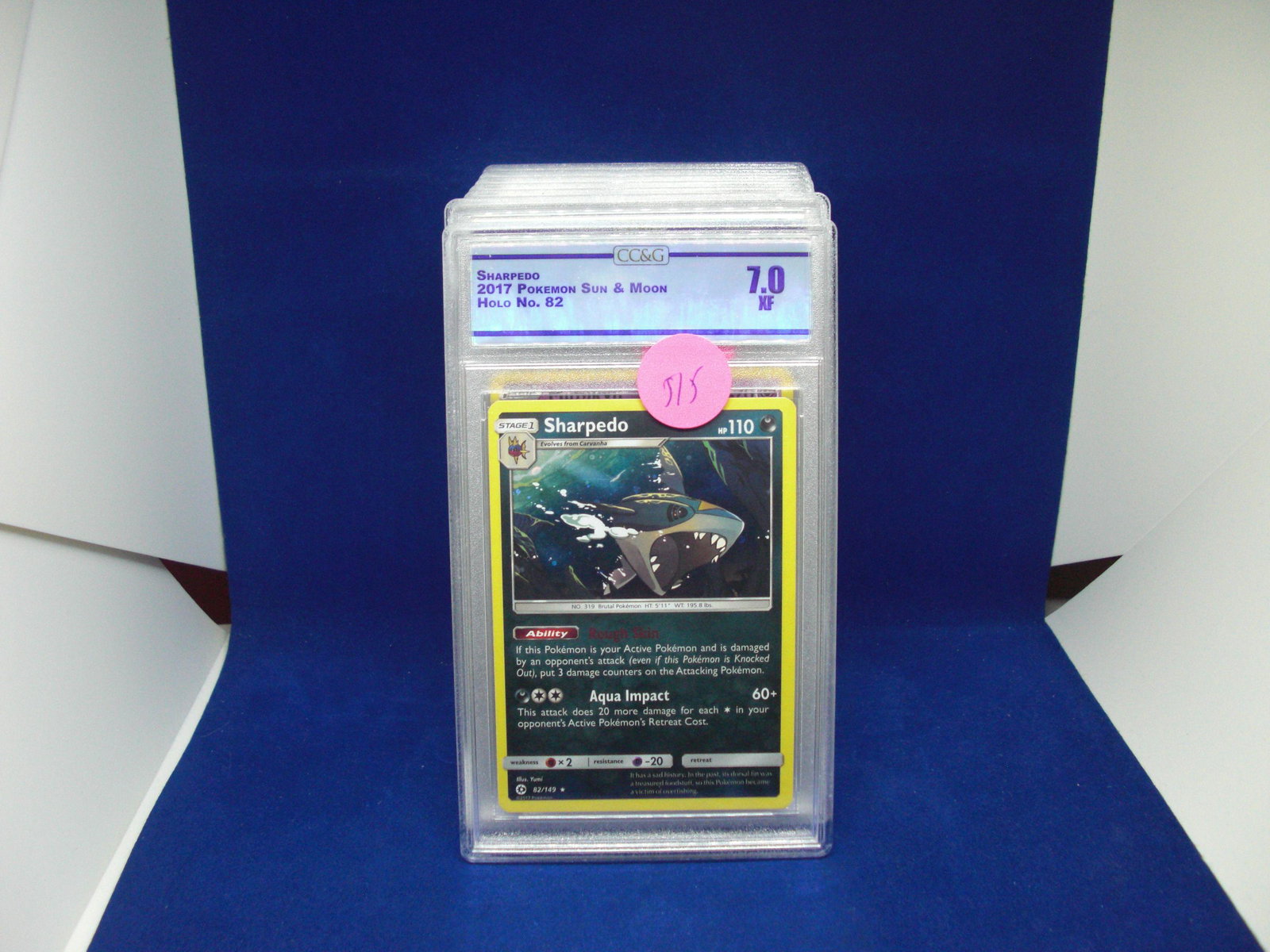 ccg graded pokemon mint 7 sharpedo holo: nice graded card