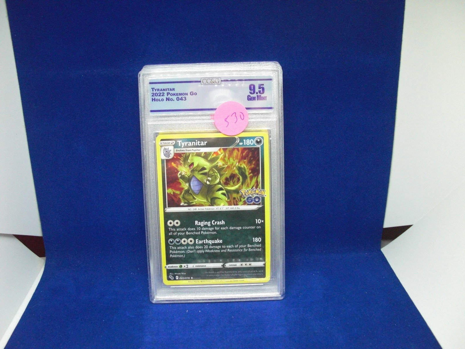 csg graded pokemon mint 9.5 tyranitar holo: nice graded card