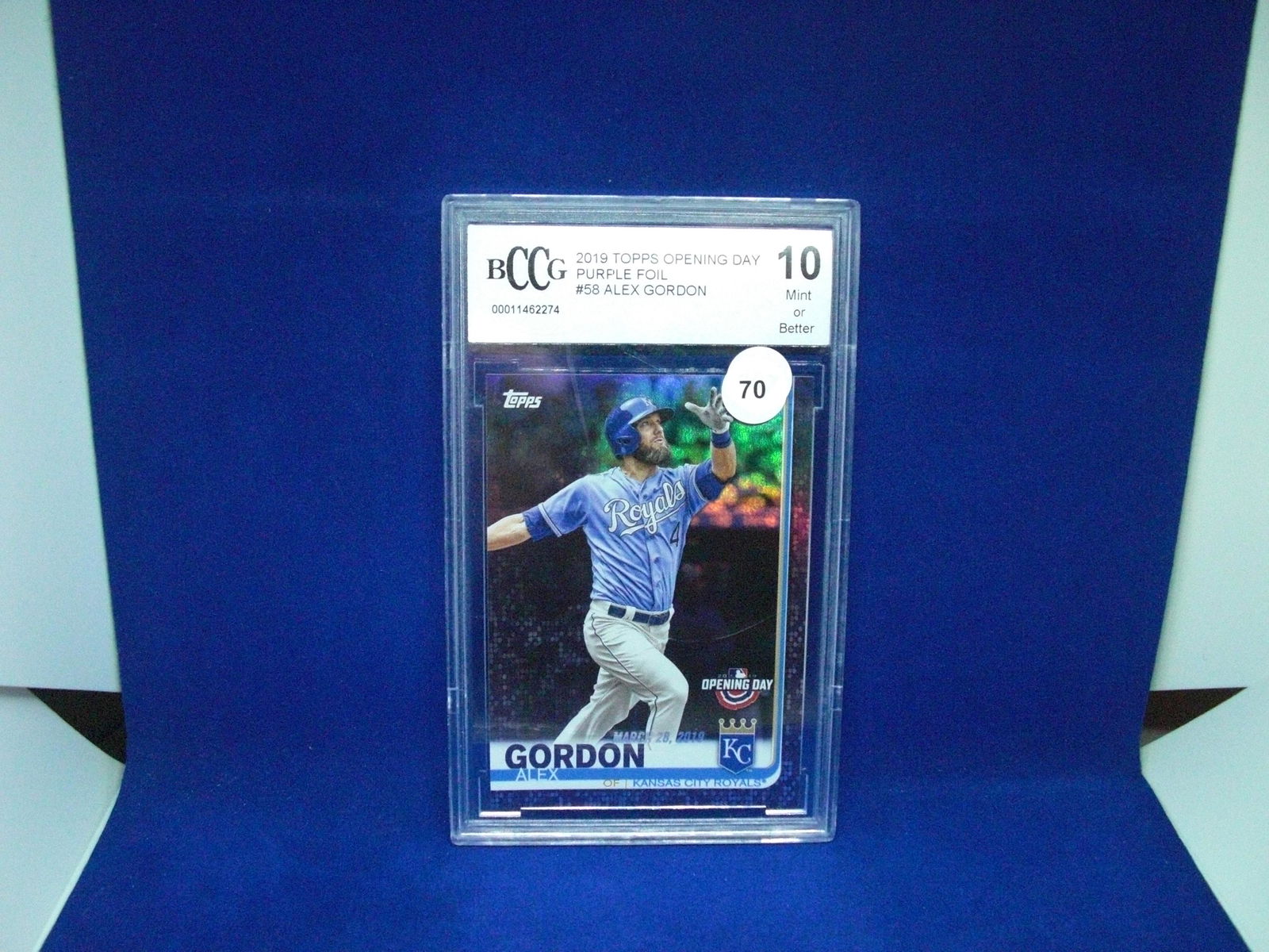 beckett graded 2019 alex gordon mint 10 purple foil (1 of 1)