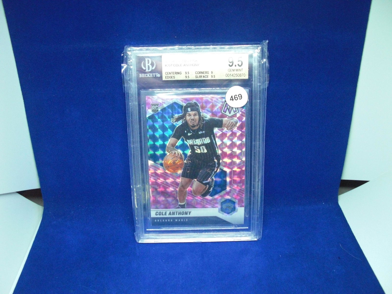beckett graded 2020/1 cole anthony pink rookie mint 9.5 (1 of 1)
