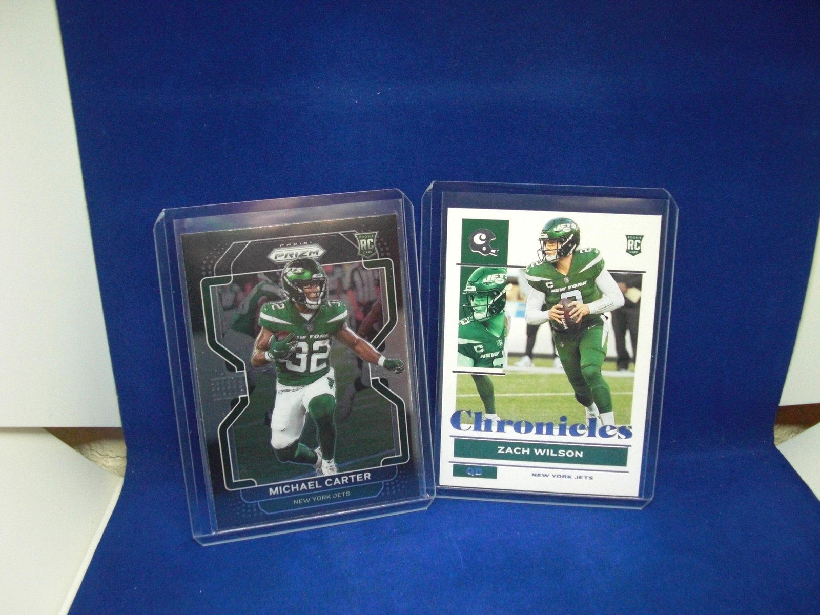 2021 NEW YORK JETS ROOKIE LOT WITH ZACH WILSON: ZACH WISON AND MICHAEL CARTER PRIZM BLACK ROOKIE