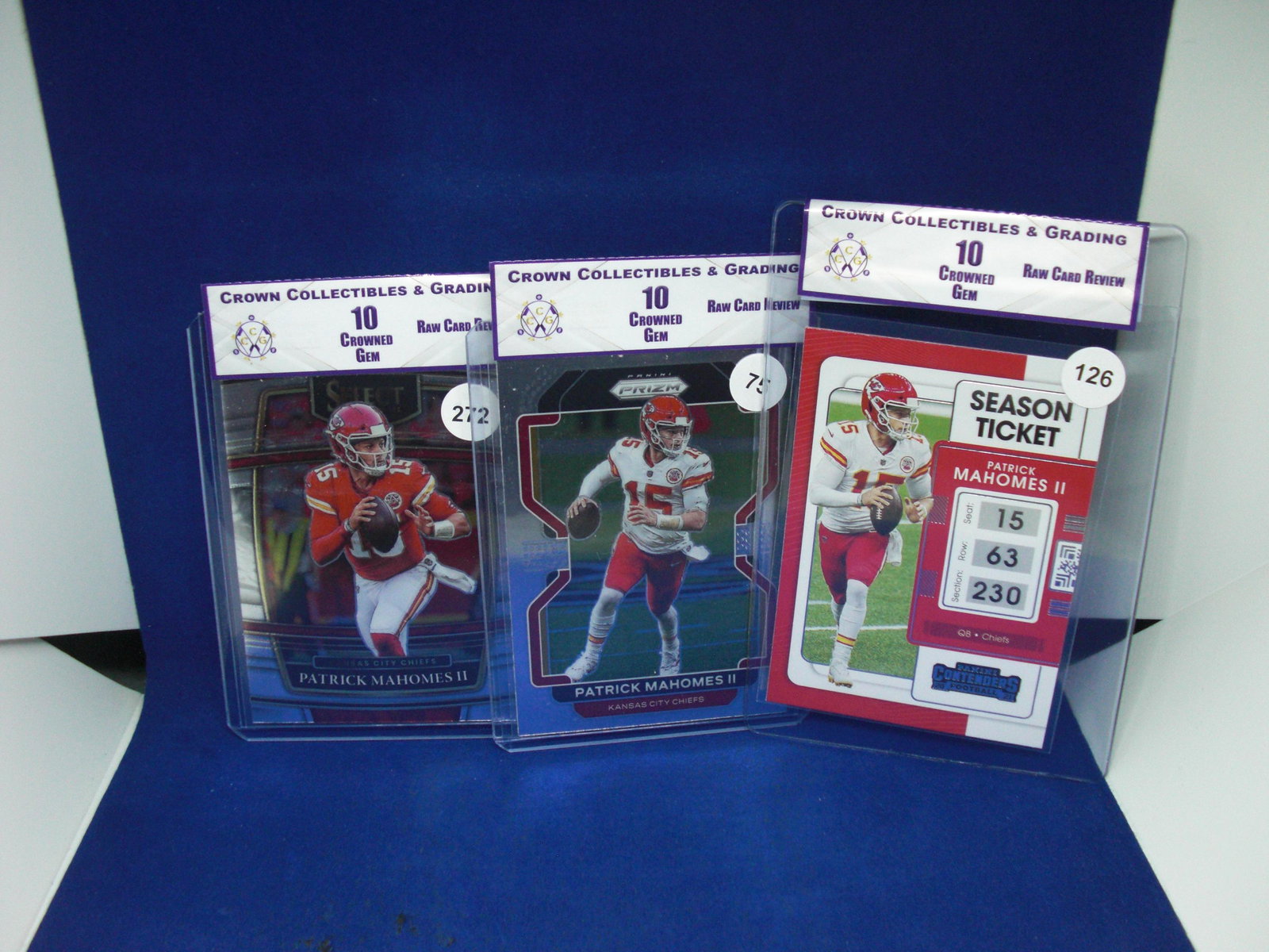 lot of 3 cc&g raw review graded 10 patrick mahomes mint 10's (1 of 1)