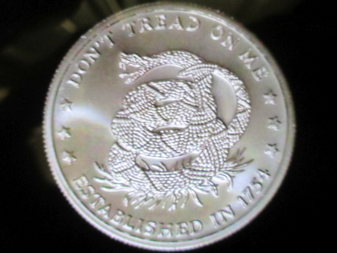"DON'T TREAD ON ME" SNAKE 1 OUNCE SILVER ROUND (1 of 1)