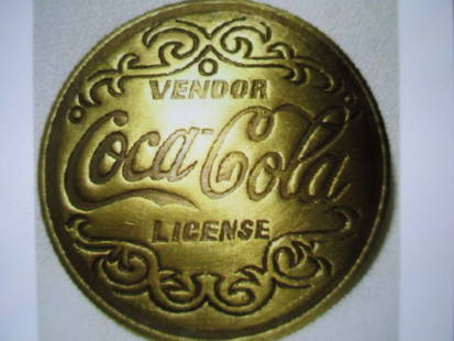 COCA COLA COKE VENDOR BADGE: VINTAGE COCA COLA