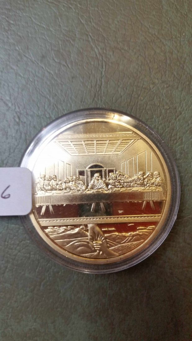 JESUS AND THE LAST SUPPER GOLD PLATED TOKEN (1 of 1)