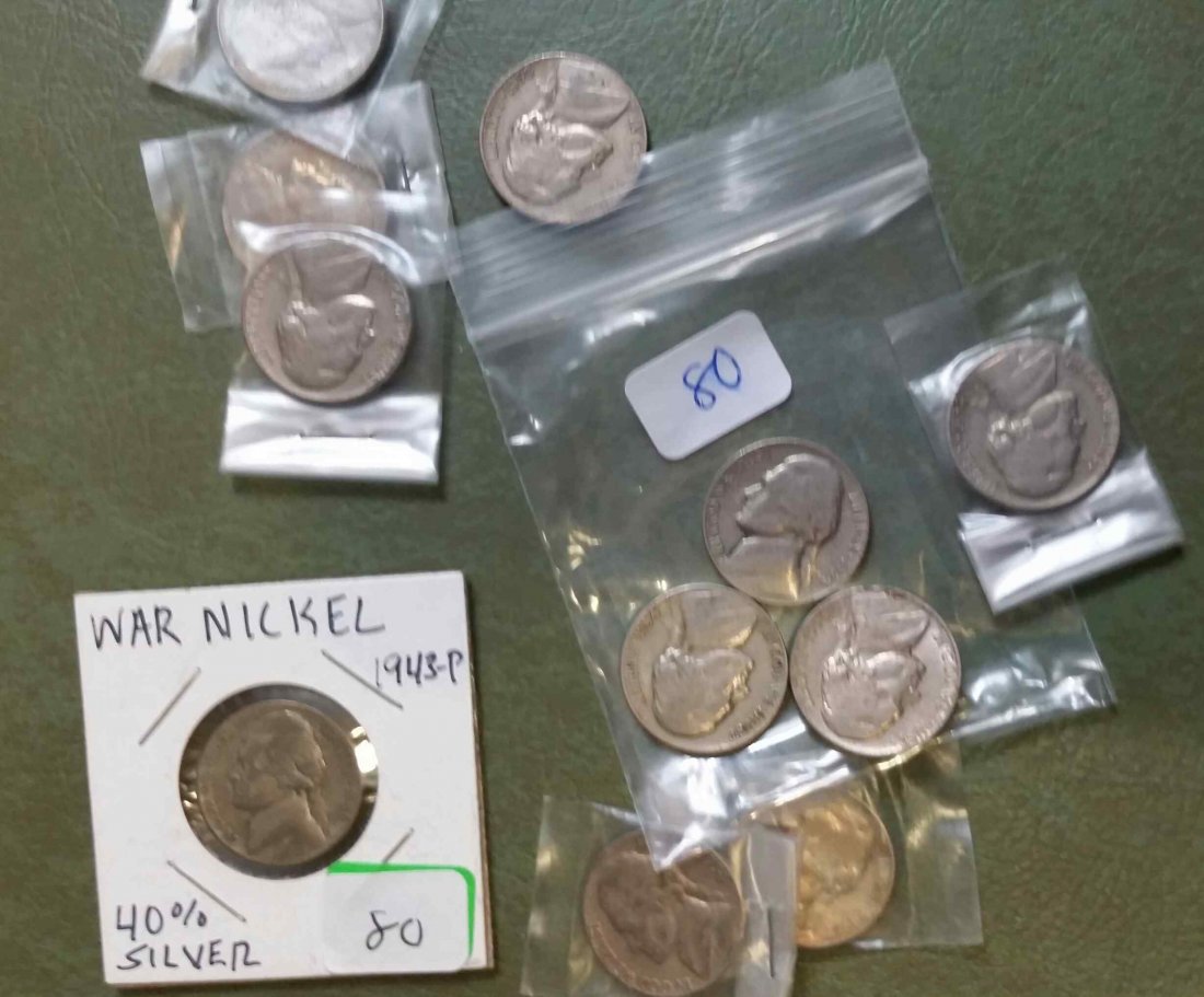US NICKLE LOT: 1 SILVER WAR NICKLE,1939,1954,1955