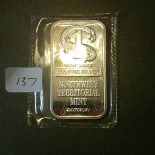 ONE OUNCE .999 FINE SILVER INGOT: PROOF LIKE BAR IN ORIGINAL PACKAGING