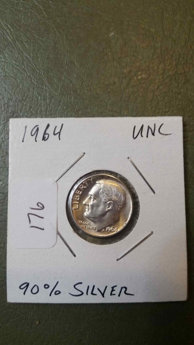 US DIME 90% SILVER UNCIRCULATED 1964 (1 of 1)