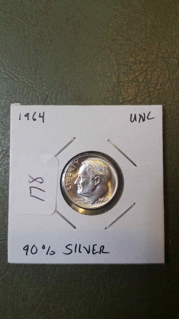 US DIME 90% SILVER UNCIRCULATED 1964 (1 of 1)