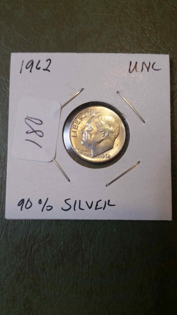 US DIME 90% SILVER UNCIRCULATED 1962 (1 of 1)