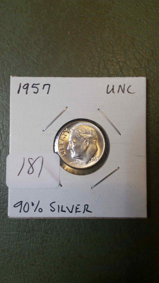 US DIME 90% SILVER UNCIRCULATED 1957 (1 of 1)