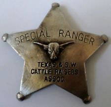 SPECIAL TEXAS RANGERS CATTLE ASSOC BADGE: RARE FIND