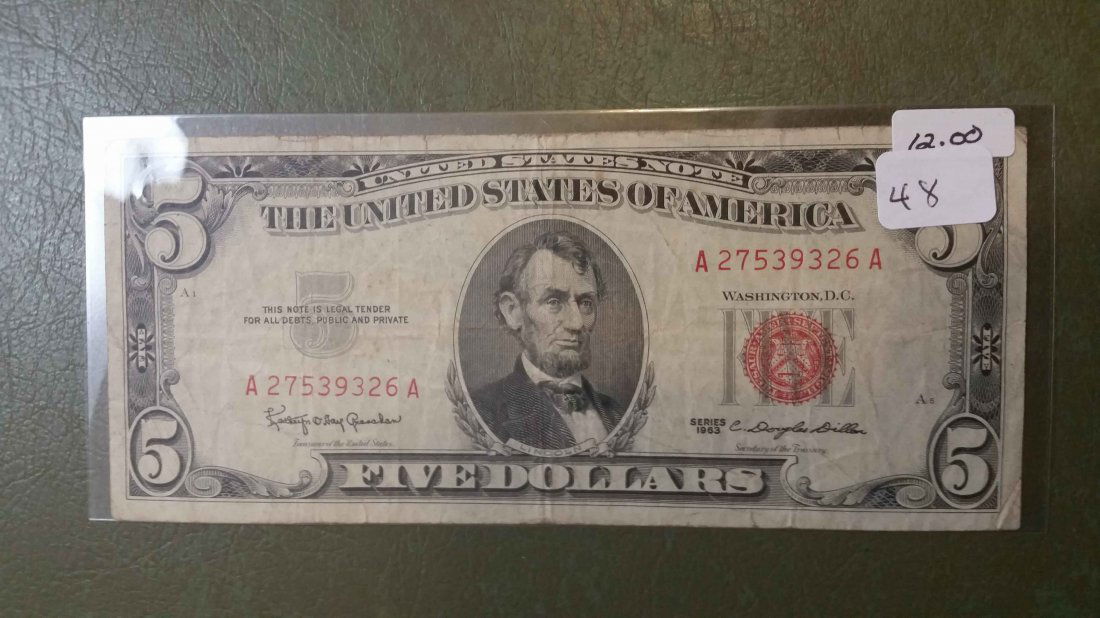 RED SEAL 2$ BILL SERIES 1953 C SHARP NOTE (1 of 1)