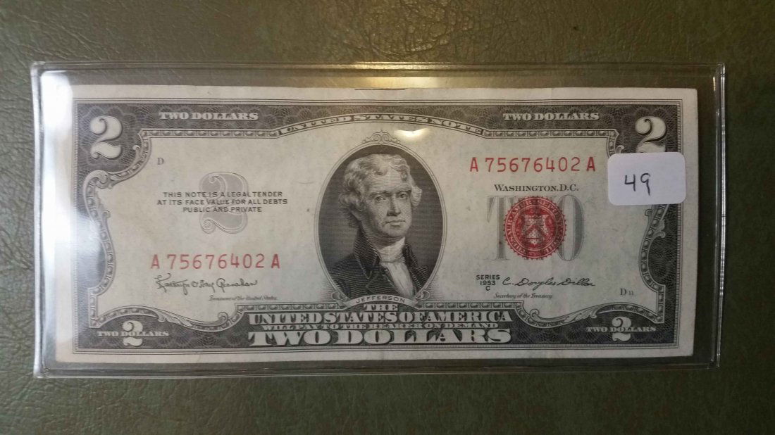 RED SEAL $5 DOLLAR BILL SERIES 1963: CIRCULATED NOTE