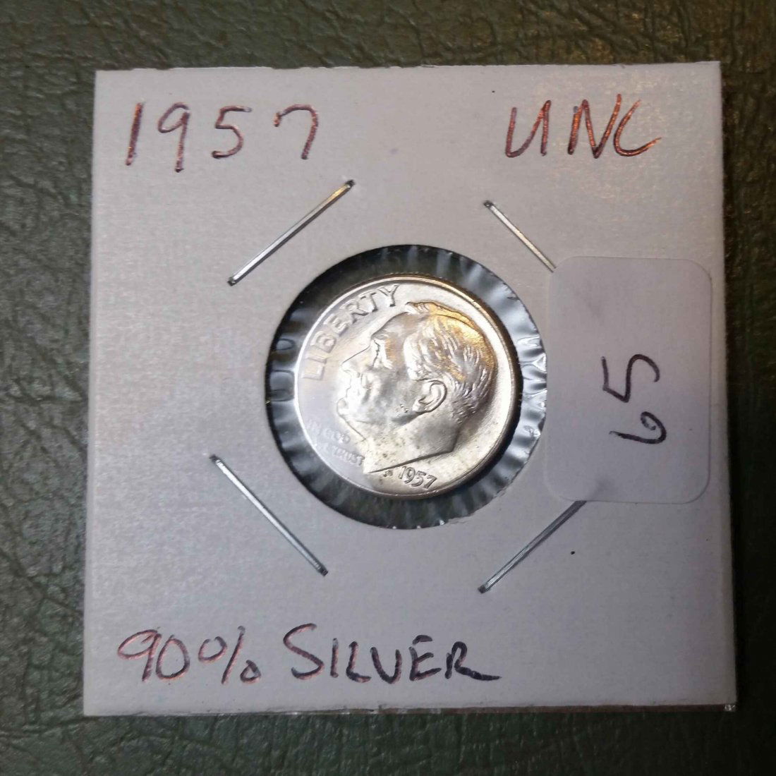 US COINS UNCIRCULATED ROOSEVELT DIME 90% SILVER 1957 (1 of 1)
