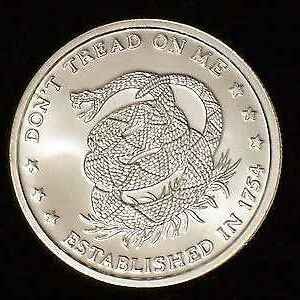 DON'T TREAD ON ME ONE OUNCE .999 FINE SILVER ROUND (1 of 1)