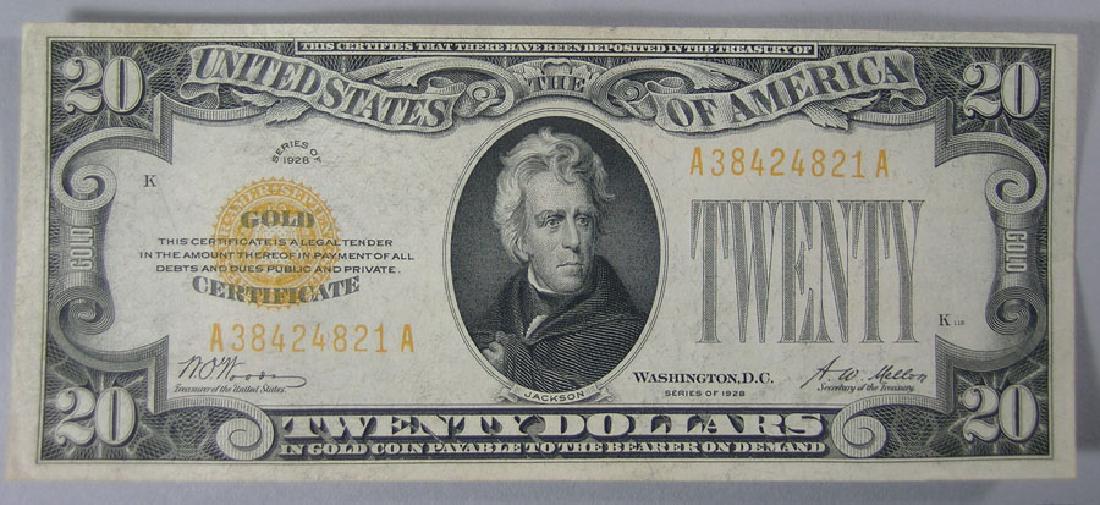 Twenty Dollar Gold Certificate, Series 1928, serial (1 of 2)