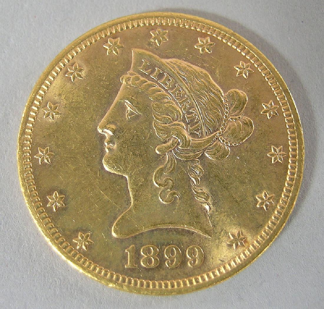 1899 Ten Dollar Liberty Head Eagle U.S. Gold Coin (1 of 2)