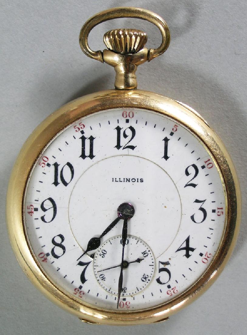 Illinois Open Face Pocket Watch, case marked 14K, (1 of 1)