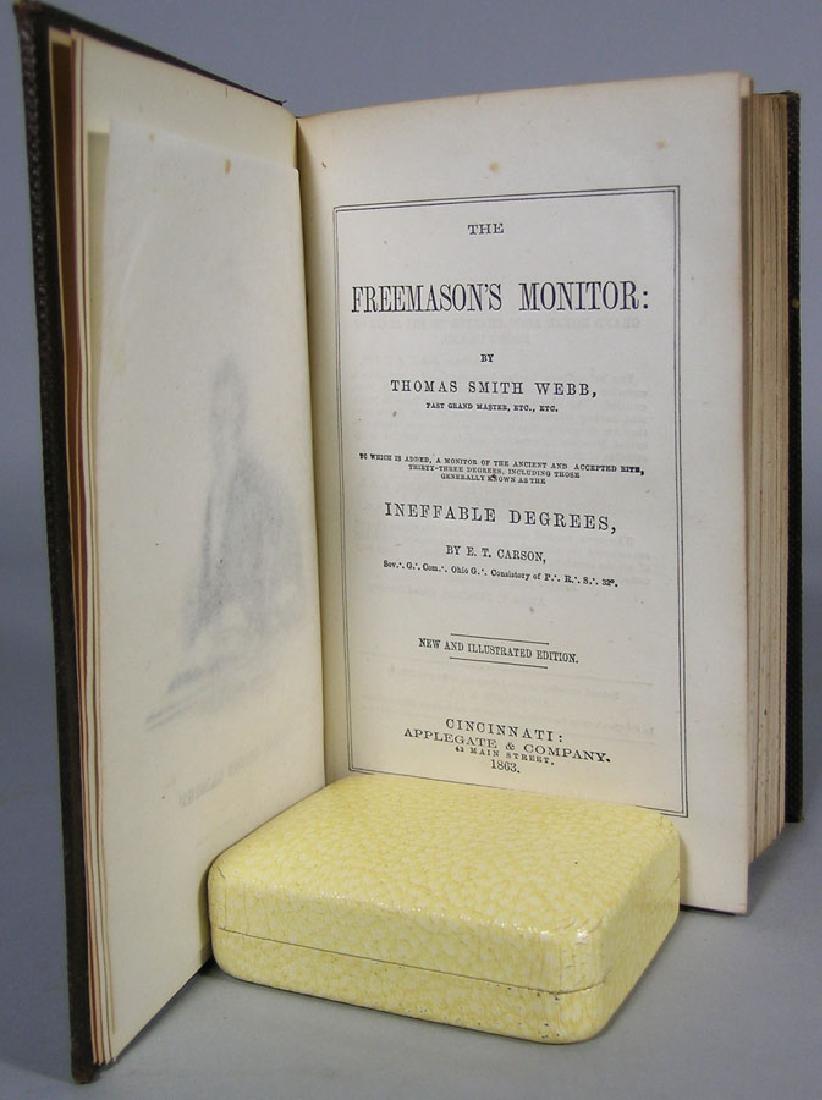 Masonic Related Book from the Moses Family, "The: Masonic Related Book from the Moses Family, "The Freemason's Monitor", by Thomas Smith Webb, 1863.