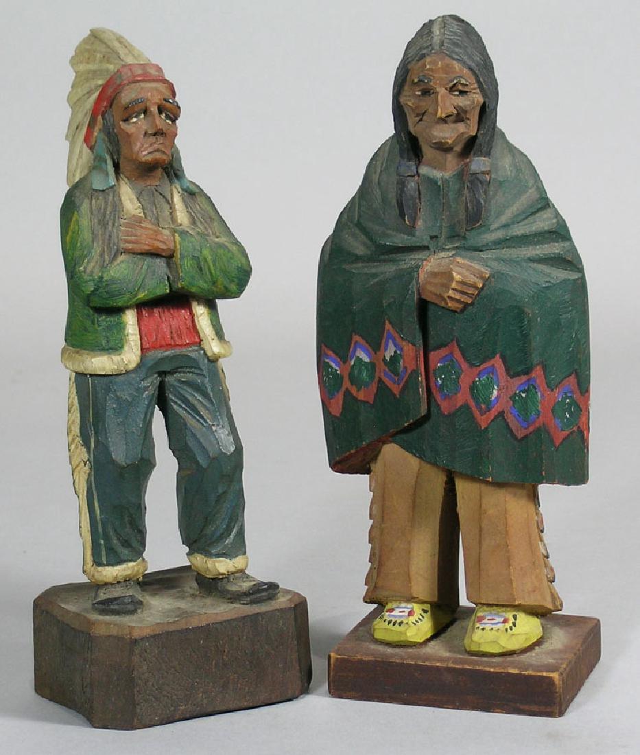 Two Carved Native American Figures, paint decorated, (1 of 2)