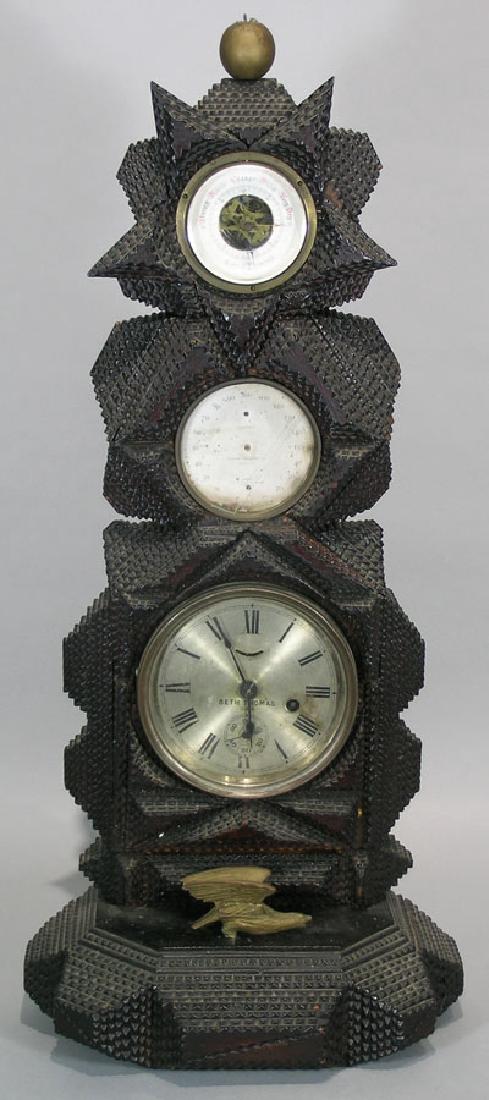 Tramp Art Weather Station Tower, having a gold painted (1 of 1)